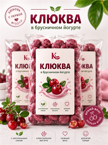 Клюква в брусничном йогурте 100г - фото 24036