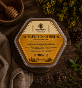 Мед натуральный разнотравье 300 г.пасека Карелии
